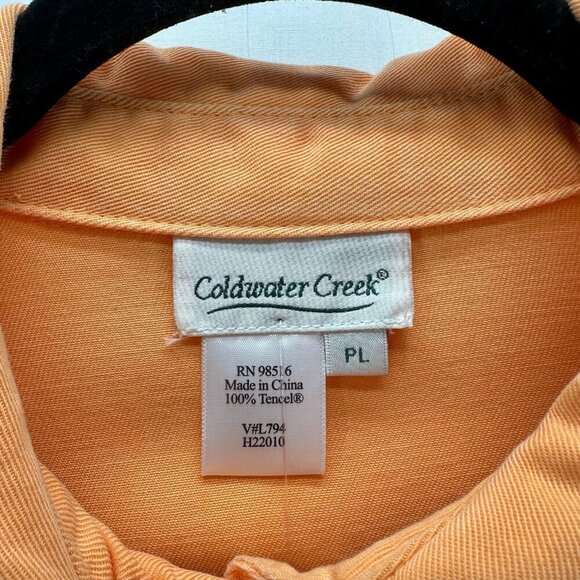 Coldwater Creek Jacket Womens Sz PL A-Line Seam Tencel Twill Button Front Orange - Picture 8 of 11